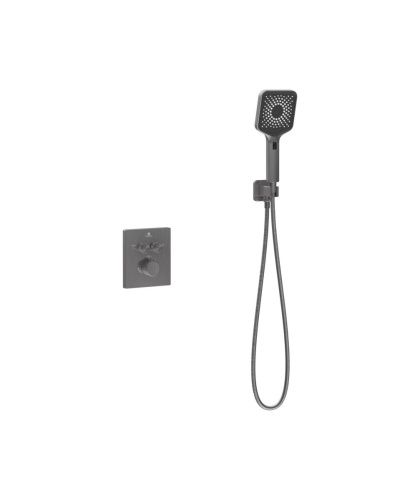 Душевая система Vincea Inspire VSFW-3I21MT4GM встраиваемая в стену цвет вороненая сталь с термостатом - фото 3