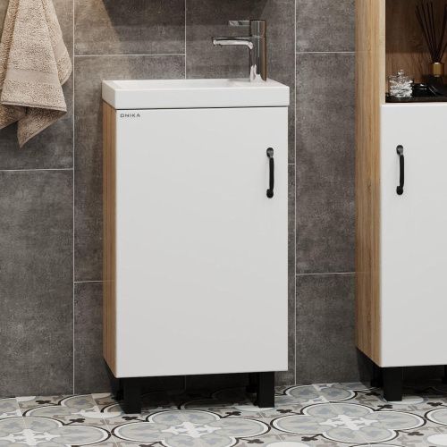 Тумба под раковину Onika Тимбер 104508 50х30 напольная цвет белый/бежевый - фото 2