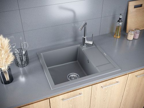 Кухонная мойка Paulmark FLUGEN 50-600 PM216050-GRM 60х50 цвет серый - фото 3