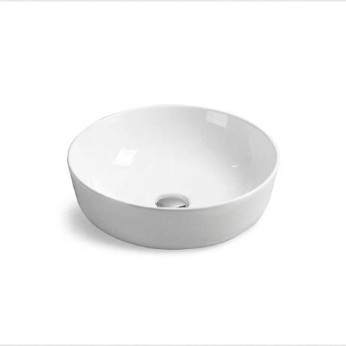 Раковина из сантехнического фарфора Vincea VBS-104 40х40 накладная цвет белый без отверстий под смеситель