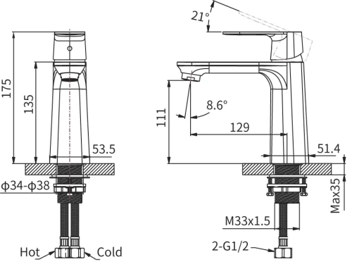 Смеситель Arrow AMP11848LJ на раковину золото - фото 3