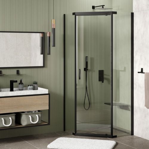 Душевой уголок Wasserkraft Wiese 84P 84P38 100х100 стекло прозрачное профиль черный без поддона - фото 2