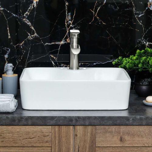 Раковина из сантехнического фарфора Melana 7291-805 50х40 накладная цвет белый 1 отверстие под смеситель - фото 4