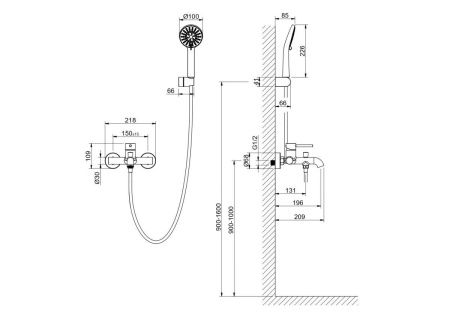 Смеситель для ванны Aquatek Европа AQ1349BG настенный золото