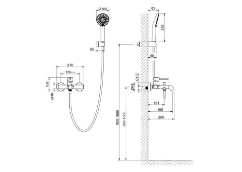 Смеситель для ванны Aquatek ЕВРОПА AQ1349CR настенный хром - фото 4