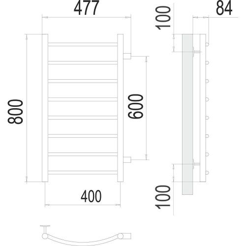 Полотенцесушитель водяной Terminus 4670078530240 50х80 хром - фото 3