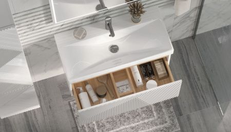 Тумба под раковину Velvex EDGE tn.EDG.9696.80.2Y белый глянец 80х40 напольная цвет белый