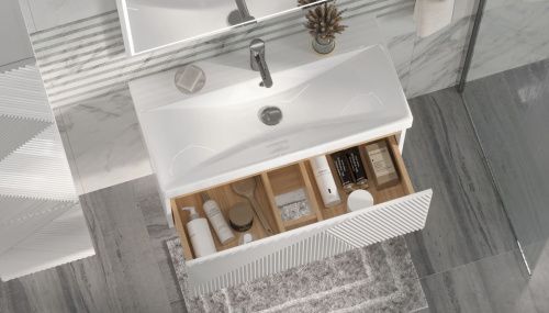 Тумба под раковину Velvex EDGE tn.EDG.9696.80.2Y белый глянец 80х40 напольная цвет белый - фото 4