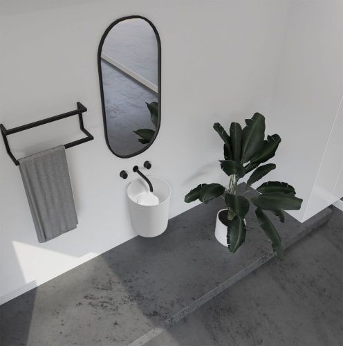 Раковина из искусственного камня Abber STEIN AS2624 40х40 подвесная цвет белый без отверстий под смеситель - фото 2