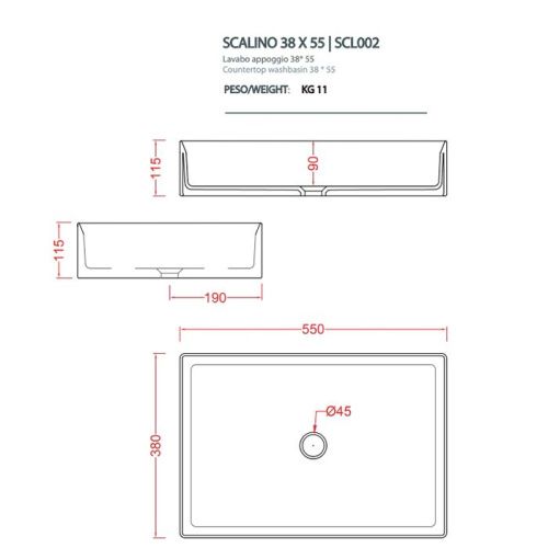 Раковина керамическая Artceram Scalino SCL002 05 00 40х40 накладная цвет белый без отверстий под смеситель - фото 2