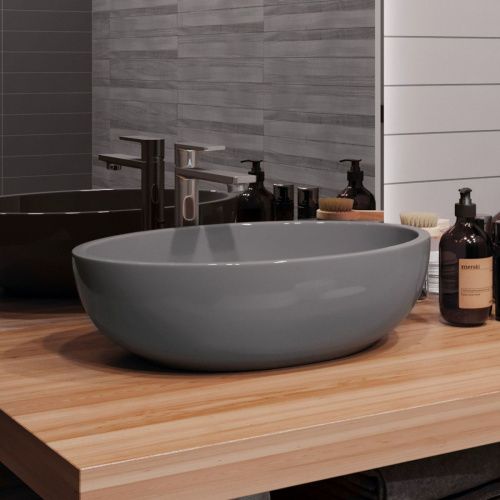 Раковина мебельная из сантехнического фарфора Sanita Luxe Ringo 53 (серая) RNGSLWB02 50х30 накладная цвет серый - фото 5