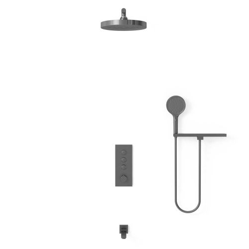 Душевая система Vincea VSFW-433TI2RGM встраиваемая в стену цвет вороненая сталь с термостатом - фото 3