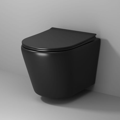 Унитаз подвесной Grossman Fly GR-4478BMS черный с сиденьем микролифт безободковый каскадный смыв - фото 2