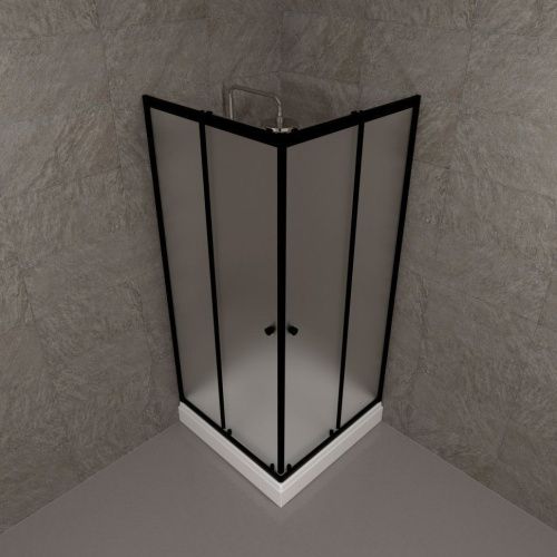 Душевой уголок Тритон Вента Щ0000073552 80х80 стекло матовое профиль черный с поддоном - фото 4