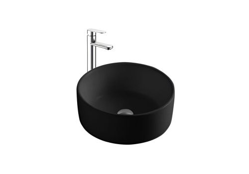 Раковина из сантехнического фарфора Aquatek AQ5118-MB 40х40 накладная цвет черный без отверстий под смеситель