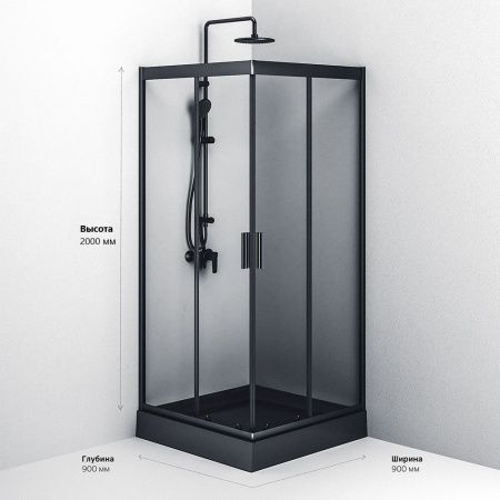 Душевой уголок Am.Pm Gem W90G-403-090BT 90х90 стекло прозрачное профиль черный без поддона