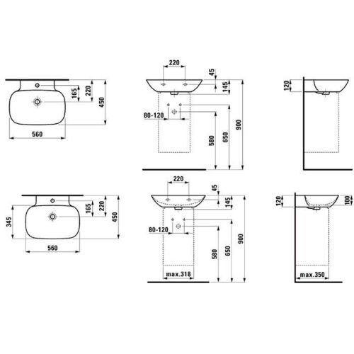 Раковина керамическая Laufen INO 8.1030.2.000.109.1 60 см подвесная цвет белый без отверстий под смеситель - фото 2