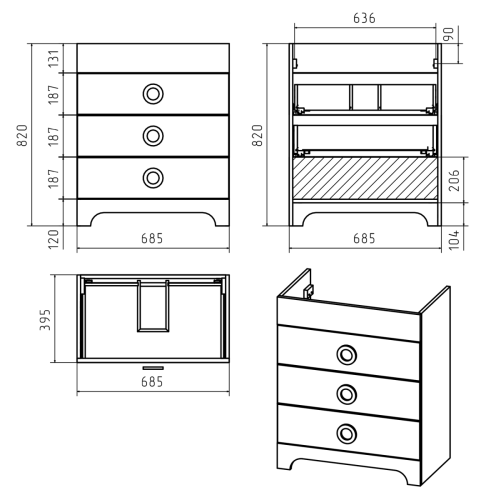 Тумба под раковину Misty Лейла Пр-Лей01070-013Я 70х40 напольная цвет белый - фото 4