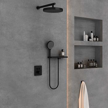 Душевая система Vincea VSFW-3I21T2RMB встраиваемая в стену цвет черный с термостатом