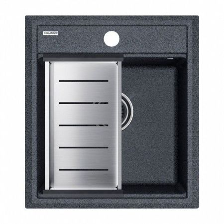 Кухонная мойка + коландер Paulmark PM114651-DG+A375-BS 45х50 цвет серый