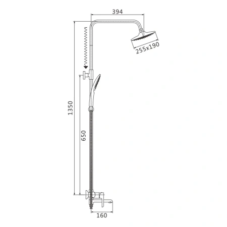 Душевая стойка Shevanik S6036H настенная цвет черный/хром