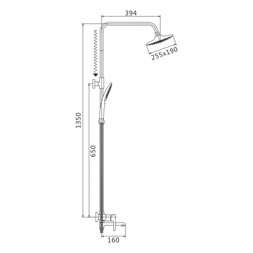 Душевая стойка Shevanik S6036H настенная цвет черный/хром - фото 3