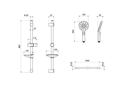 Комплект смесителей Aquatek ОБЕРОН AQ1232CR настенный хром - фото 5