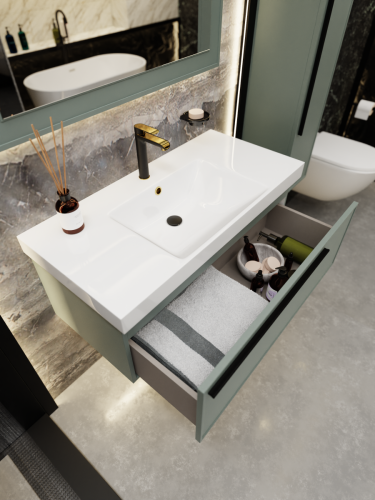 Тумба с раковиной La Fenice ELBA NFNC-01-ELB-G-100-3-100 100х50 подвесная цвет серый - фото 5