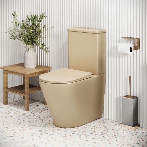 Унитаз напольный с бачком Grossman Color GR-4480BEMS бежевый с сиденьем безободковый каскадный смыв - фото 5