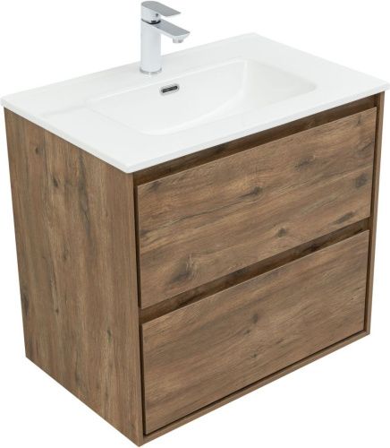 Тумба под раковину Aquanet Милан 00336378 70х50 подвесная цвет коричневый - фото 5