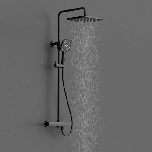 Душевая стойка Vincea Next VSFS-1N0TMB настенная цвет черный с термостатом