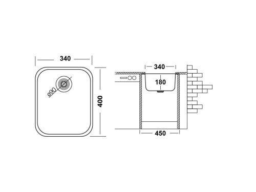 Кухонная мойка Ukinox Модерн MOP340.400 -GT8C 40х35 цвет хром поверхность полированная - фото 3