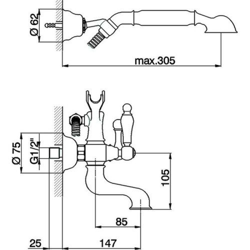 Смеситель для ванны Cisal Arcana Toscana TS00012021 настенный хром - фото 2