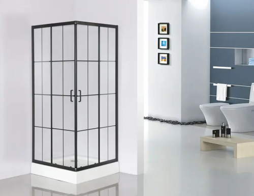 Душевой уголок Cerutti SPA MUZA90 90х90 стекло с рисунком профиль черный без поддона - фото 3