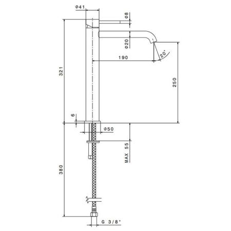 Смеситель Newform X-STEEL 316 69615X.59.067 на раковину бронза
