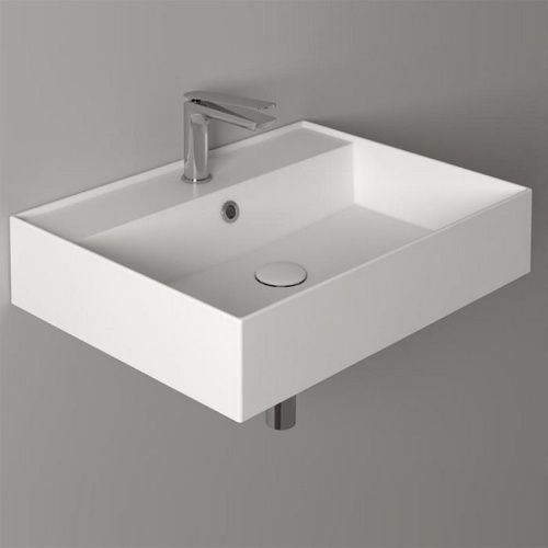 Раковина из сантехнического фаянса Simas Agile AG61 bi*1 60х50 подвесная цвет белый 1 отверстие под смеситель