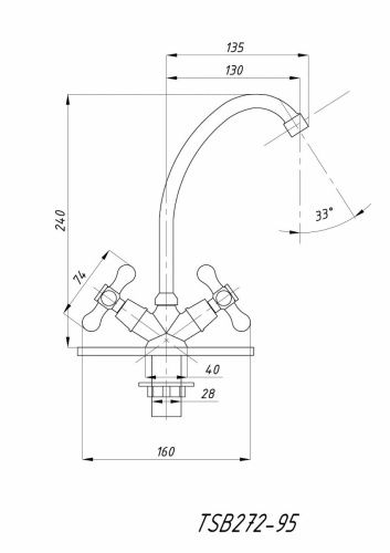 Смеситель для кухни TSARSBERG TSB-272-95 на мойку хром - фото 3