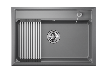 Кухонная мойка Granula Kitchen Space 7301, АЛЮМИНИУМ 75х50 цвет серый поверхность матовая