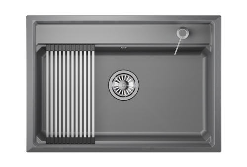 Кухонная мойка Granula Kitchen Space 7301, АЛЮМИНИУМ 75х50 цвет серый поверхность матовая - фото 2