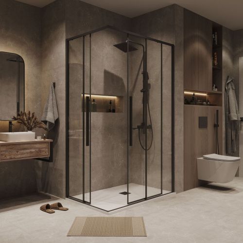 Душевой уголок Grossman Galaxy 300.K33.01.1110.42.00 110х100 стекло прозрачное профиль графит без поддона - фото 4