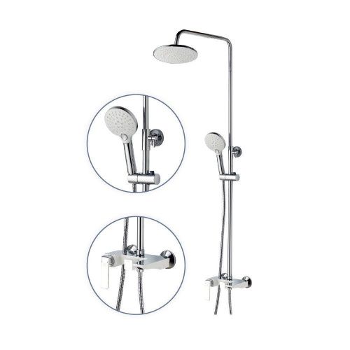 Душевая стойка Fashun A2451-8 настенная цвет белый/хром - фото 2