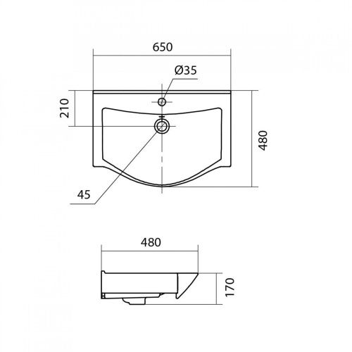 Раковина керамическая Onika Беверли 1WH302501 70х50 накладная цвет белый 1 отверстие под смеситель - фото 4