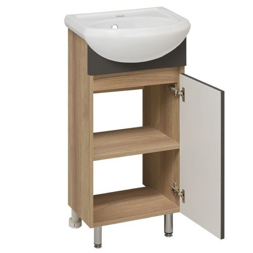 Тумба под раковину Runo ЛАДА 00-00001195 40х30 напольная цвет серый/коричневый - фото 2