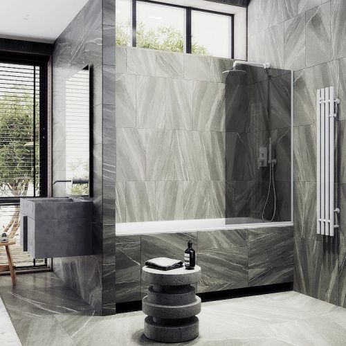 Душевая шторка на ванну Maybah Glass MGV-152-1у 75х140 стекло тонированное профиль белый ориентация универсальная - фото 3