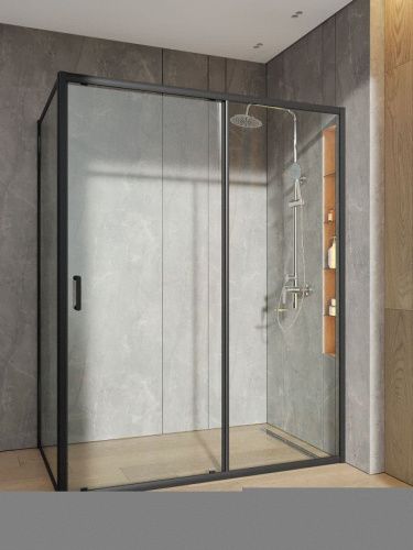 Душевой уголок Orange E23-15090TB 150х90 стекло прозрачное профиль черный без поддона - фото 3