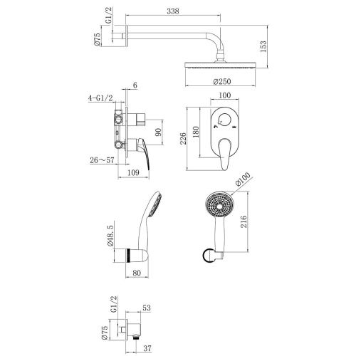 Смеситель для душа LeMark Linara LM0429C встраиваемый в стену хром - фото 2