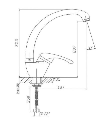 Смеситель для кухни Cron CN4103-2 на мойку хром - фото 3