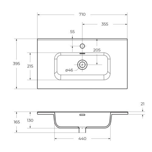 Раковина керамическая BelBagno BB700/390ETL 70х40 накладная цвет белый 1 отверстие под смеситель - фото 2