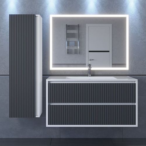 Тумба под раковину Uperwood Next Premium 3930205159 90х50 подвесная цвет серый/белый - фото 3