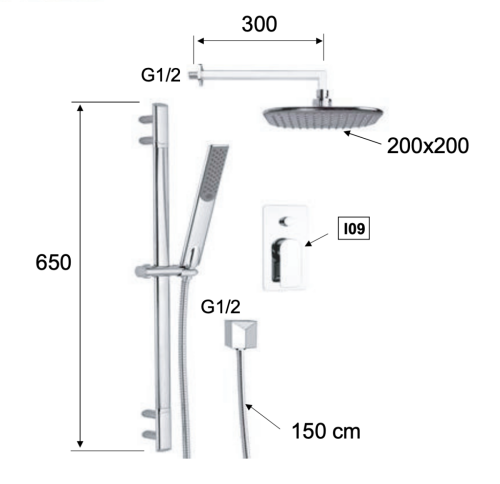 Душевая система Remer Infinity i09S01 встраиваемая в стену цвет хром - фото 2
